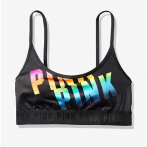 nwt VS PINK ultimate sports bra rainbow logo